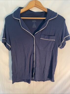 Auden Navy Short Sleeve Capri Pajama Set with White Trim